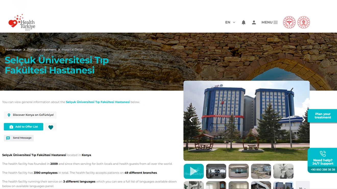 Selçuk Üniversitesi Tıp Fakültesi Hastanesine Health Türkiye Portalı üyeliği